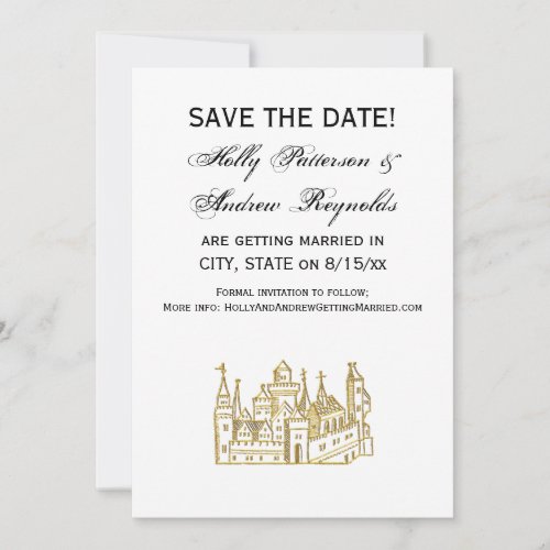 Vintage Heraldic Castle 2 Crest Faux Gold Invitation