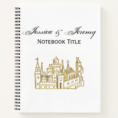 Vintage Heraldic Castle 2 Crest Faux Gold Notebook