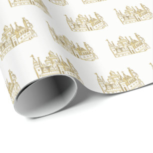 Vintage Heraldic Castle #2 Crest Faux Gold Wrapping Paper