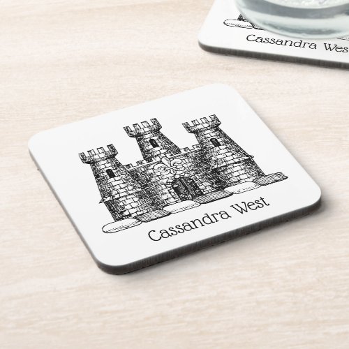 Vintage Heraldic Castle Emblem Coat of Arms Crest Drink Coaster