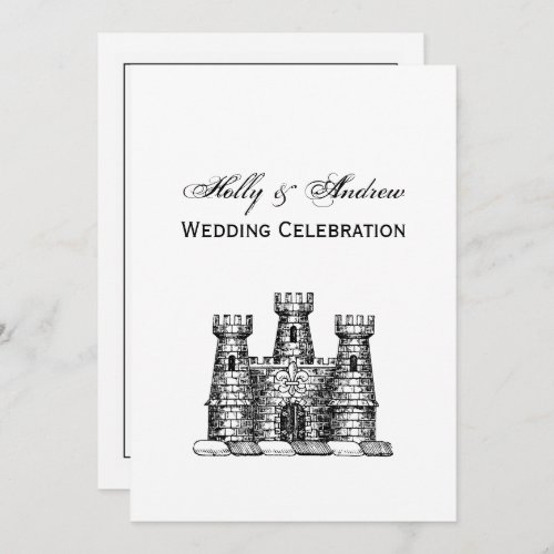 Vintage Heraldic Castle Emblem Coat of Arms Crest Invitation