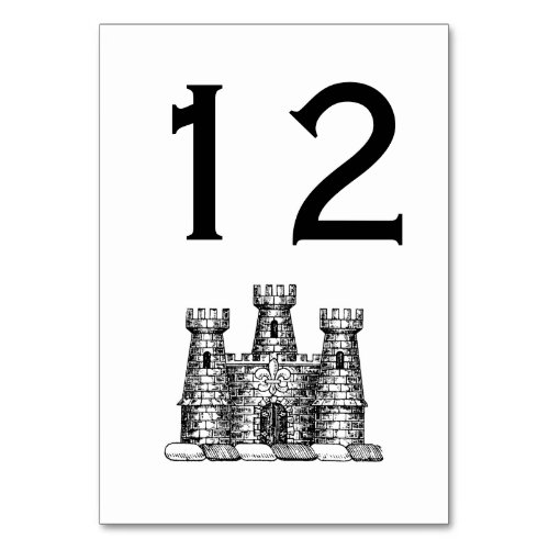 Vintage Heraldic Castle Emblem Coat of Arms Crest Table Number