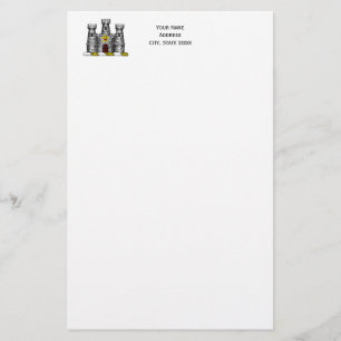 Vintage Heraldic Castle Emblem CoatofArms Crest C Stationery