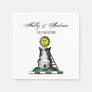 Vintage Heraldic Medieval Castle Emblem Crest Paper Napkins