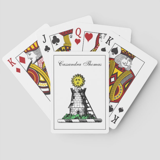 Vintage Heraldic Medieval Castle Emblem Crest Poker Cards (Back)