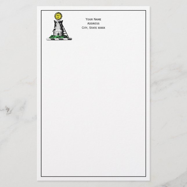 Vintage Heraldic Medieval Castle Emblem Crest Stationery (Front)
