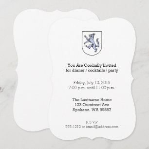 Vintage Heraldic Rampant Wolf Illustration Invitation