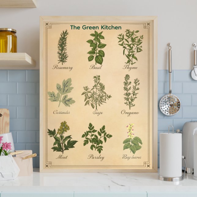 Vintage Herb Chart Botanical Kitchen Poster (Creator Uploaded)