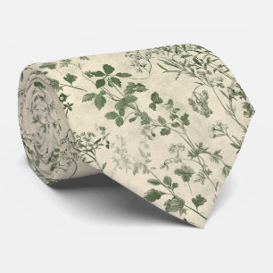 Vintage Herb Garden Botanical Wildflower Wedding Neck Tie