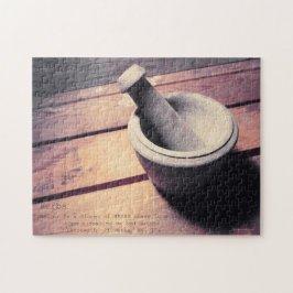 Vintage Herb Stone Pestle & Mortar Retro Inspired Jigsaw Puzzle