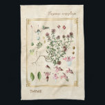 Vintage Herbal Illustrations Wild Thyme Botanical Kitchen Towel<br><div class="desc">Capture the charm of yesterday with Charmed Life's vintage herbal art kitchen towels featuring antique German lithographs of medicinal plants and herbs from Franz Eugen Köhler’s "Medizinal-Pflanzen" or "Medicinal Plants" published in 1887. Thymus serpyllum, known by the common names of Breckland thyme, Breckland wild thyme, wild thyme, creeping thyme, or...</div>