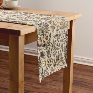 Vintage Herbal Witch Apothecary Botanical Short Table Runner