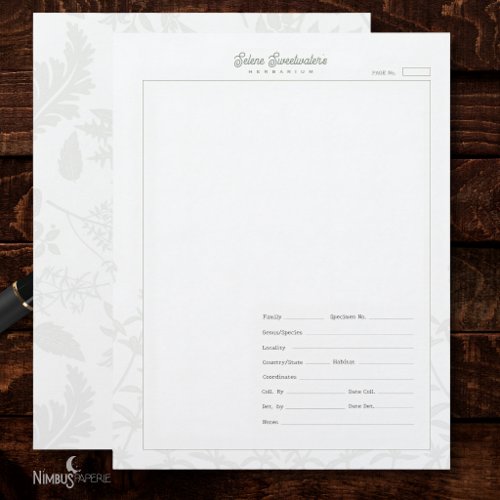 Vintage Herbarium Plant White Specimen Sheet