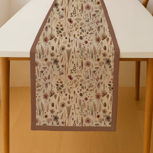 Vintage Herbarium Pressed Flower Botanical Table  Medium Table Runner