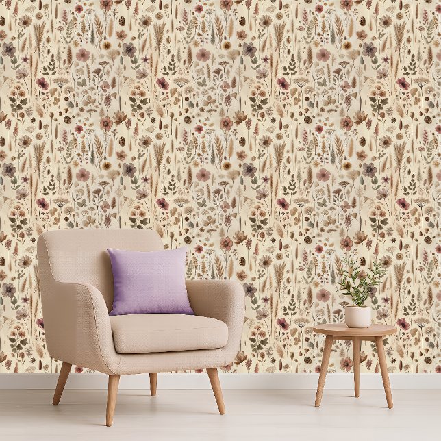 Vintage Herbarium Pressed Flower Botanical  Wallpaper (Vintage Herbarium Pressed Flower Wallpaper)