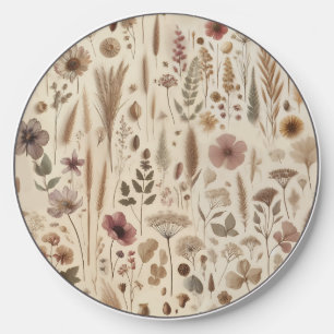 Vintage Herbarium Pressed Flower Wireless Charger