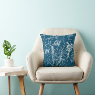 Vintage Hercules Constellation Chart Throw Pillow