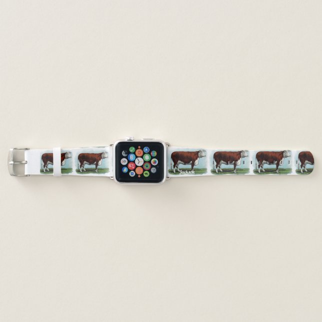 Vintage Hereford Cows  Apple Watch Band (Front)