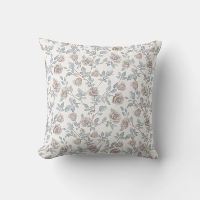 Vintage Heritage Rose Floral Pattern Throw Pillow (Front)