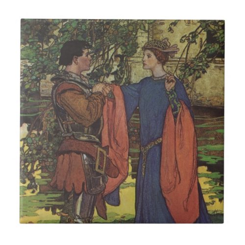 Vintage Hero Prince Knight Shining Armor Princess Ceramic Tile