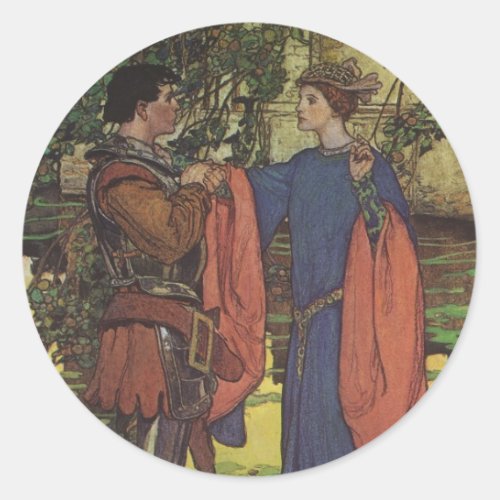 Vintage Hero Prince Knight Shining Armor Princess Classic Round Sticker