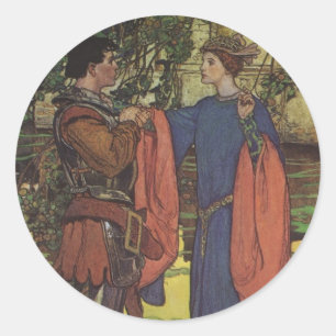 Vintage Hero Prince Knight Shining Armor Princess Classic Round Sticker