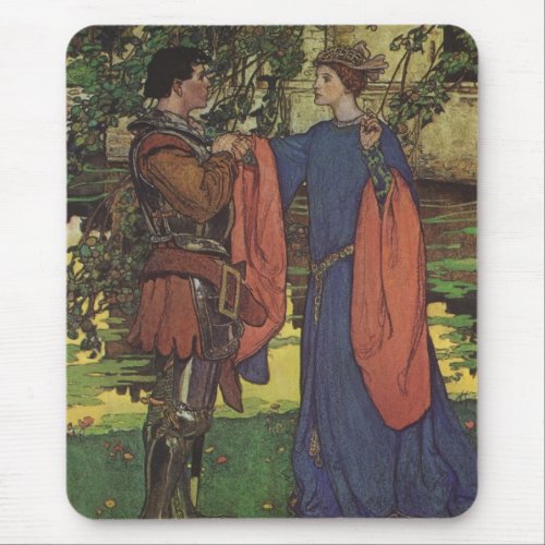 Vintage Hero Prince Knight Shining Armor Princess Mouse Pad