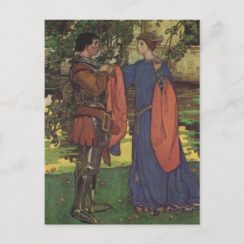 Vintage Hero Prince Knight Shining Armor Princess Postcard