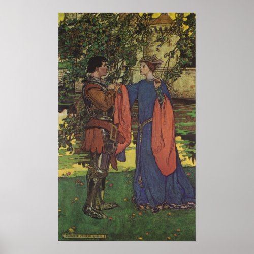 Vintage Hero Prince Knight Shining Armor Princess Poster