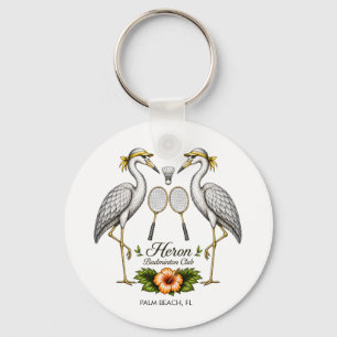 Vintage Heron Badminton Club Personalized Keychain