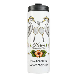 Vintage Heron Badminton Club Personalized Thermal Tumbler