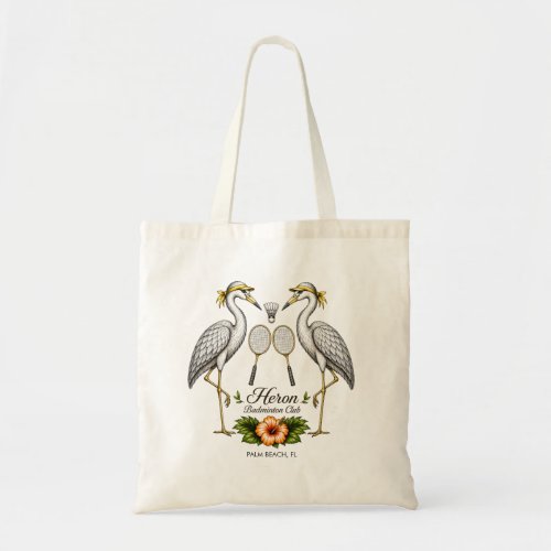 Vintage Heron Badminton Club Personalized Tote Bag
