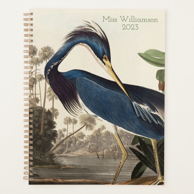 Vintage Heron Bird Print Planner (Front)