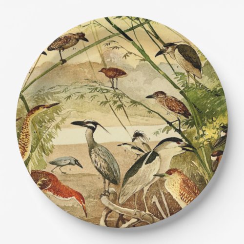 Vintage Heron Birds Animals Wildlife Paper Plates