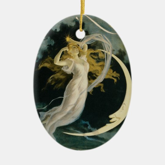 Vintage Herrmann Maid of the Moon Poster Ceramic Ornament