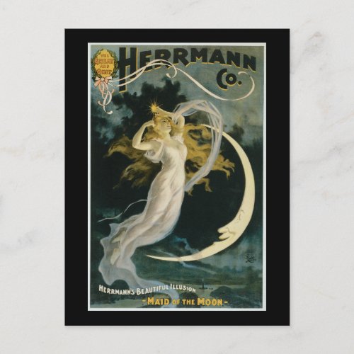 Vintage Herrmann Maid of the Moon Poster Postcard