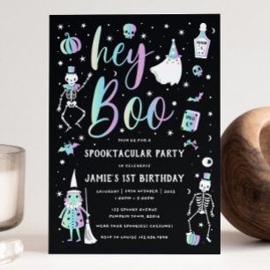 Vintage Hey Boo Halloween Invitation
