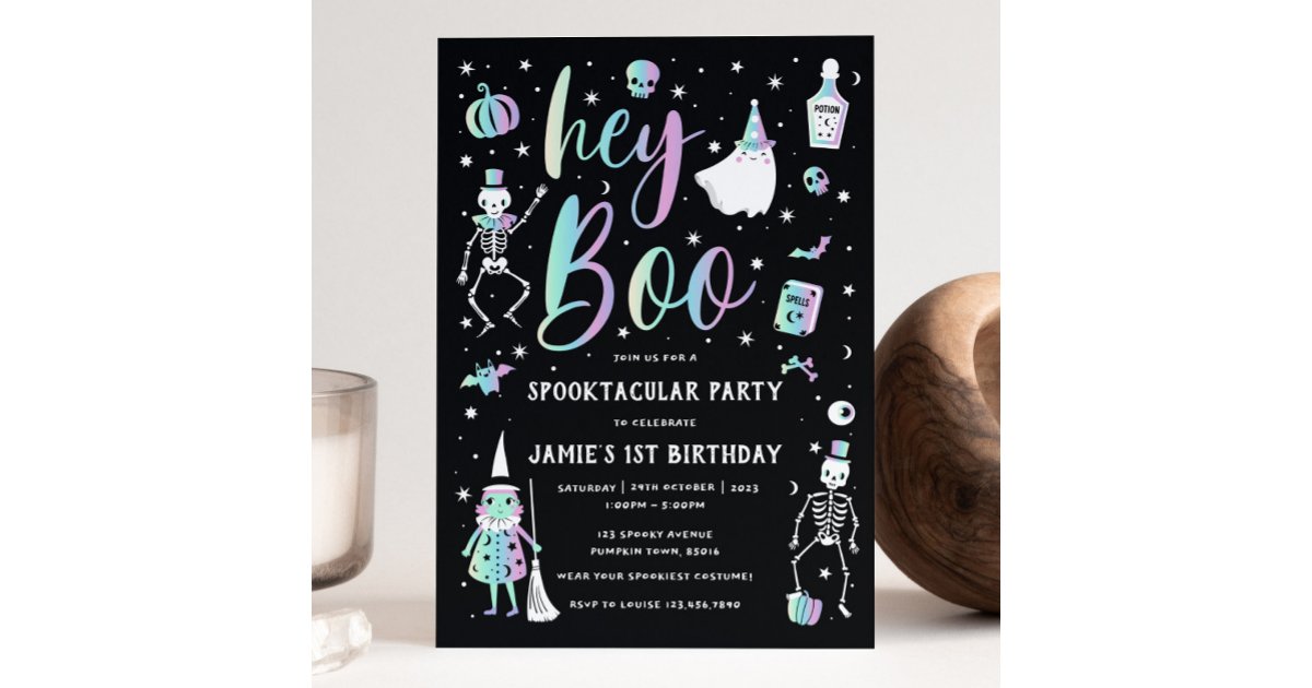 Vintage Hey Boo Halloween Invitation | Zazzle
