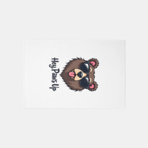 Vintage Hey Paws Up Bear with Sunglasses Funny Dog Rug