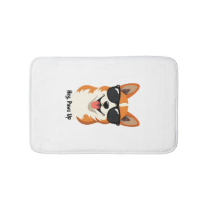 Vintage Hey, Paws Up Corgi with Sunglasses Cute Do Bath Mat