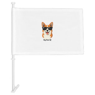 Vintage Hey, Paws Up Corgi with Sunglasses Cute Do Car Flag