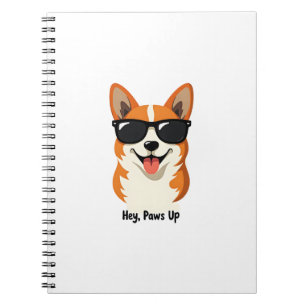 Vintage Hey, Paws Up Corgi with Sunglasses Cute Do Notebook