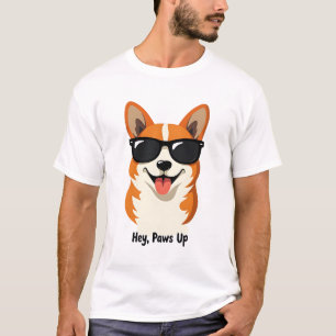 Vintage Hey, Paws Up Corgi with Sunglasses Cute Do T-Shirt