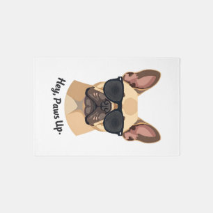 Vintage Hey, Paws Up French Bulldog Sunglasses Gra Rug