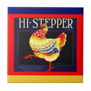 Vintage Hi-stepper Citrus Chicken crate label Tile