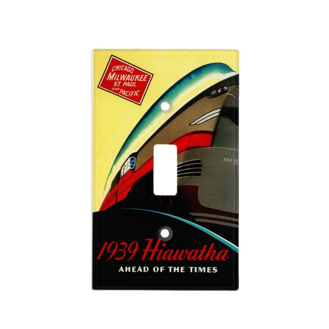Vintage Hiawatha Streamlined Train Light Switch Cover (Front)