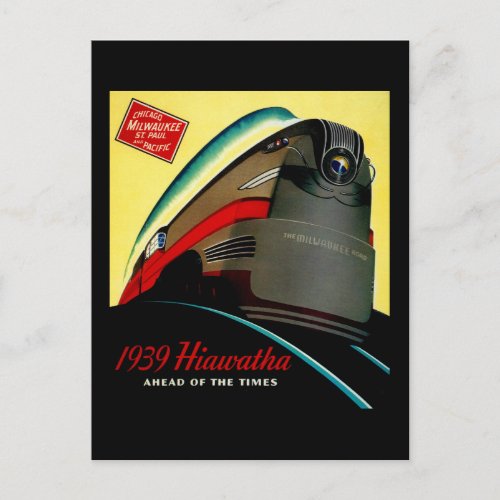 Vintage Hiawatha Streamlined Train Postcard