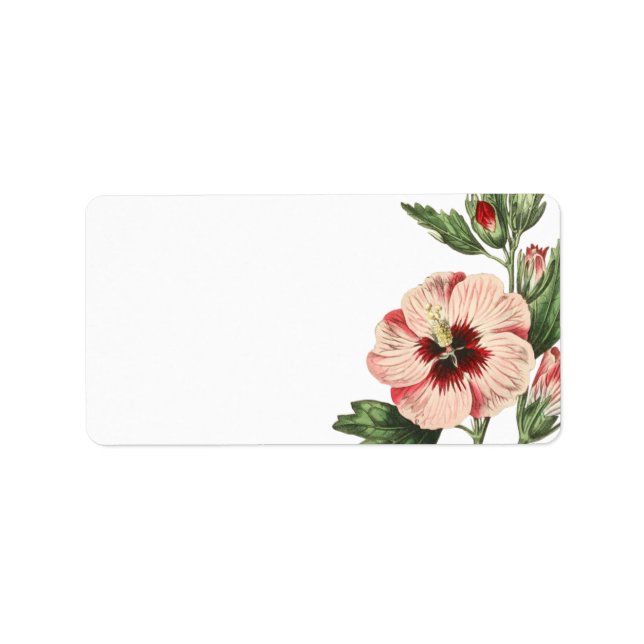 Vintage Hibiscus Floral Blank Mailing Labels (Front)