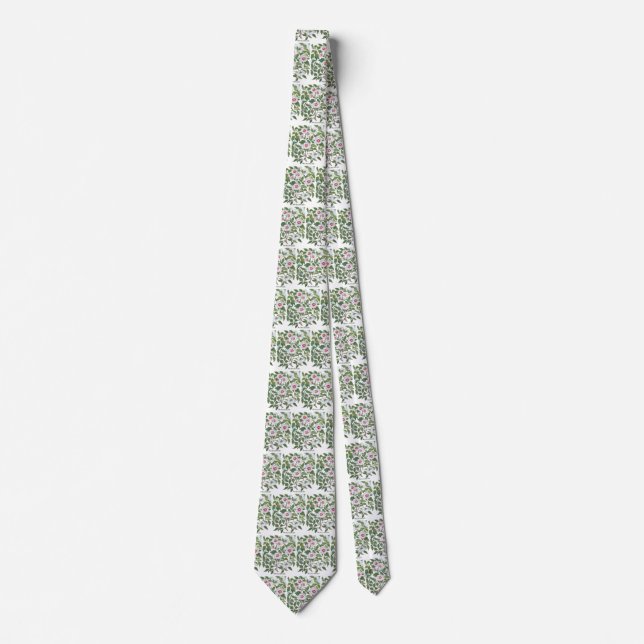 Vintage Hibiscus Flowers by Basilius Besler Tie (Front)