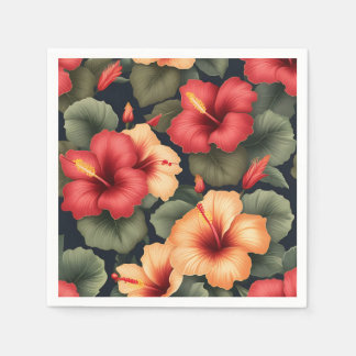 Vintage Hibiscus Flowers Pattern Napkins